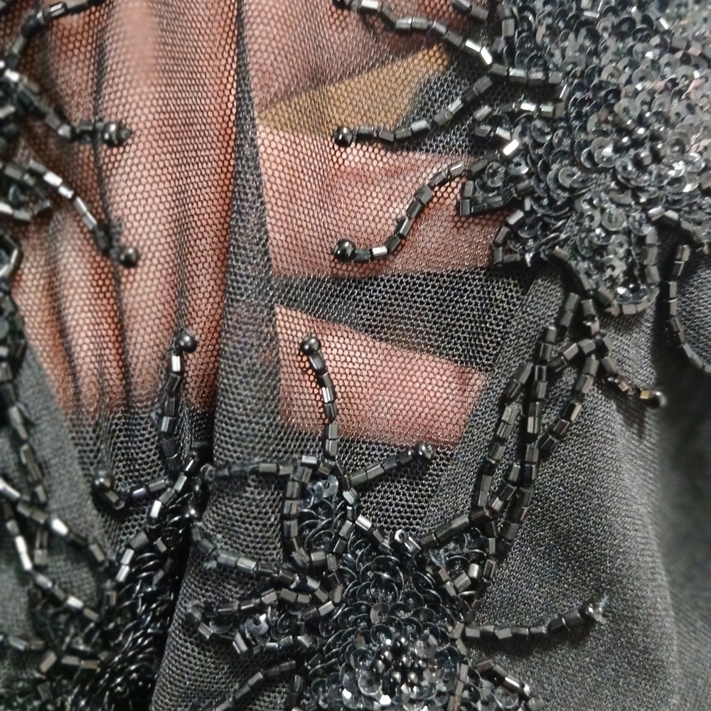 Laundry By Shelli Segal Black Beaded V-Neck Maxi Dress - Picture 12 of 16